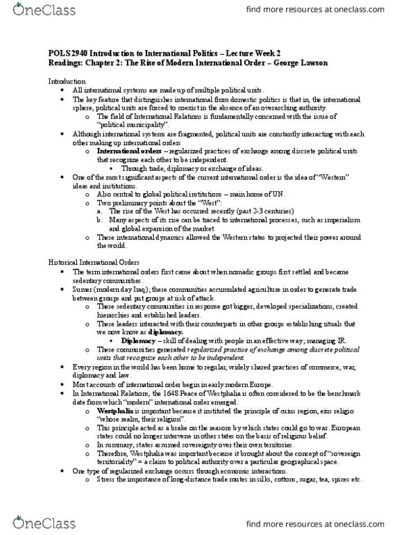 POLS 2940 Chapter Notes - Fall 2018 Chapter 2 - Great Divergence, Deindustrialization, Gross domestic product thumbnail