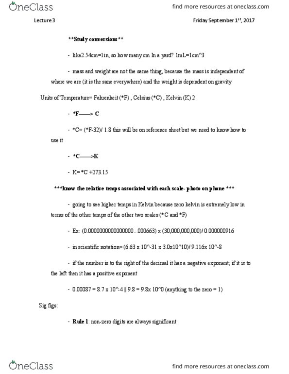 CHM-1045 Lecture Notes - Fall 2017 Lecture 3 - Logarithm, Scientific notation thumbnail