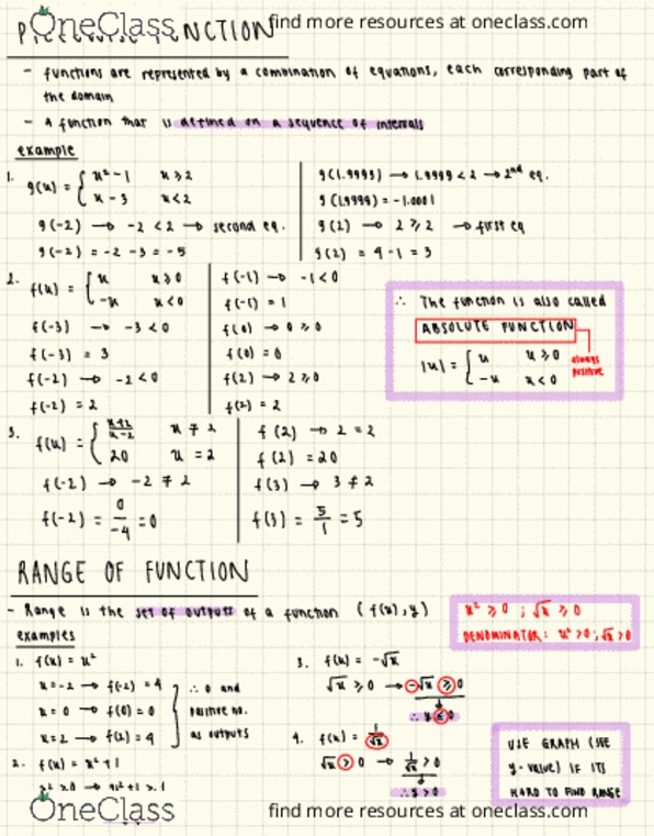 MATH 100 Lecture 4: MATH100 003-L3-Piecewise Function, Range thumbnail