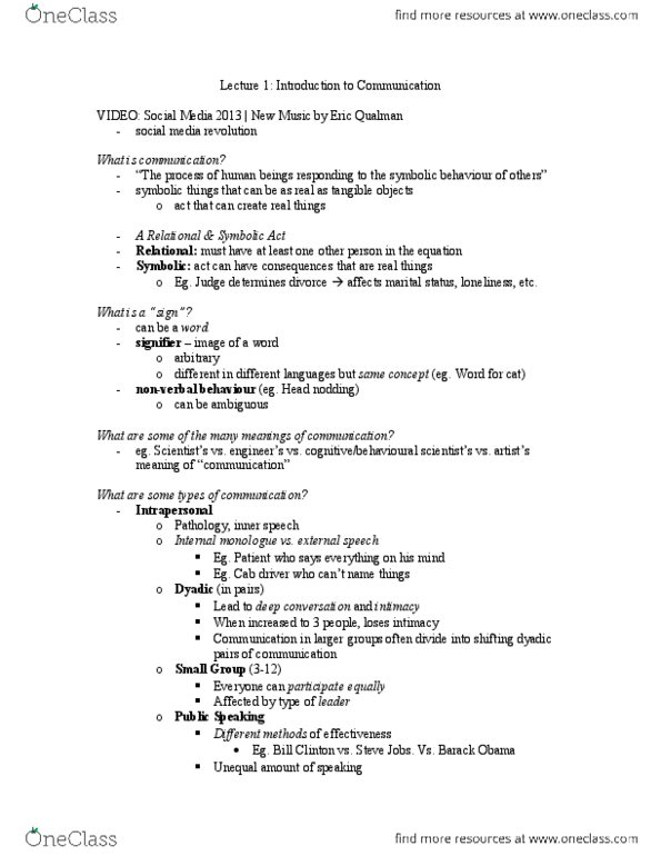CMST 1A03 Lecture Notes - Via Media, Internal Monologue, Linear Model thumbnail