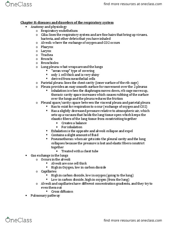 HSC 4551 Lecture Notes - Spring 2018 Lecture 8 - Atelectasis, Chronic obstructive pulmonary disease, Dander thumbnail