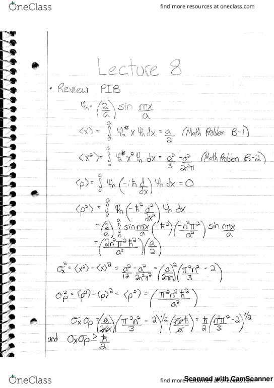 CHEM 221 Lecture 8: Review of Particle in a Box thumbnail