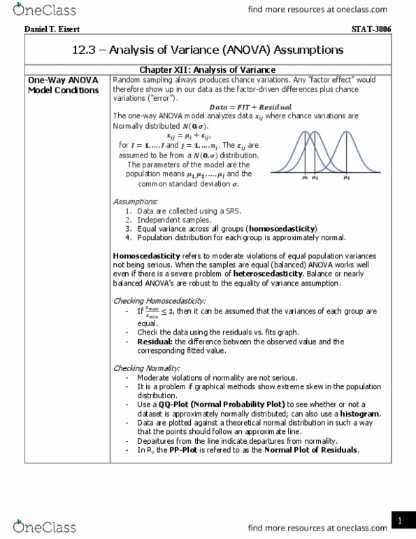 STAT 3006 Lecture Notes - Fall 2018 Lecture 6 - Homoscedasticity, Heteroscedasticity, Analysis of variance thumbnail