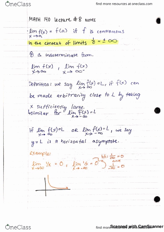 MATH 140 Lecture 8: Limits With Infinity cover image