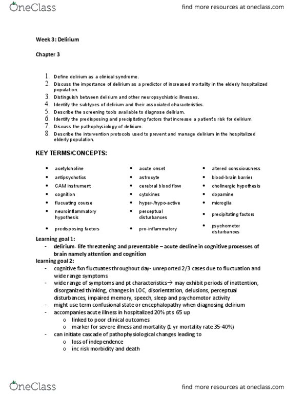 NURSING 2LA2 Lecture Notes - Lecture 3: Psychomotor Agitation, Cerebral Circulation, Dsm-5 thumbnail