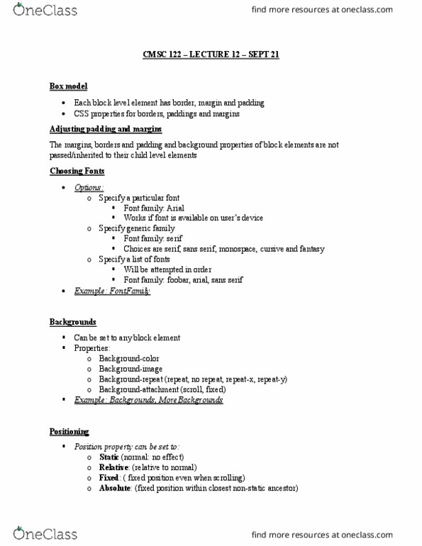 CMSC 122 Lecture Notes - Lecture 12: Sans-Serif, Serif thumbnail