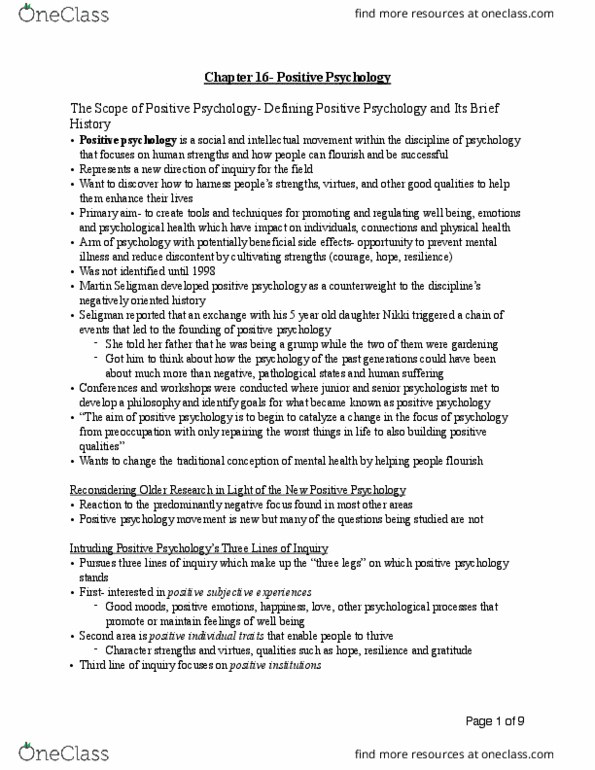 Psychology 2035A/B Chapter 16: Chapter 16- Positive Psychology thumbnail
