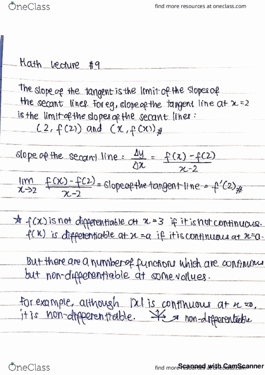 MATH 100 Lecture 9: Math 100 Lecture 9 - Derivatives cover image