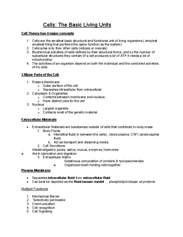 BIOL 2457 Lecture Notes - Lecture 4: Fluid Compartments, Extracellular Fluid, Lipid Bilayer thumbnail