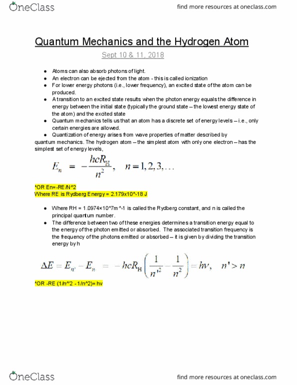 CHEM 1E03 Lecture Notes - Lecture 1: Azimuthal Quantum Number, Magnetic Quantum Number, Angular Momentum thumbnail