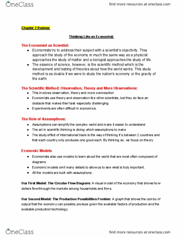 ECON 1P92 Lecture Notes - Lecture 2: Scientific Method, Department Of Finance Canada, Environment And Climate Change Canada thumbnail
