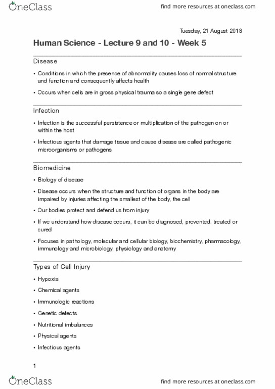 SCIE10004 Lecture Notes - Lecture 9: Major Trauma, Immunology, Pharmacology thumbnail