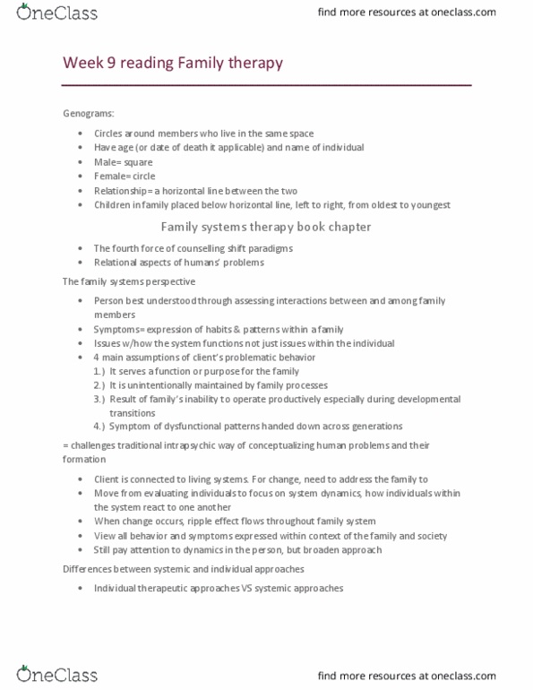 PSY3120 Chapter Notes - Chapter 14: System Dynamics, Genogram, Family Process thumbnail