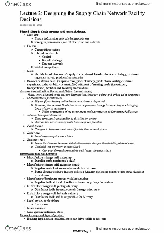 RSM370H1 Lecture Notes - Lecture 2: Network Planning And Design, Value Proposition, Fixed Cost thumbnail