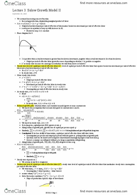 ECO325H1 Lecture Notes - Lecture 3: Balanced-Growth Equilibrium, Solow–Swan Model, Concave Function thumbnail