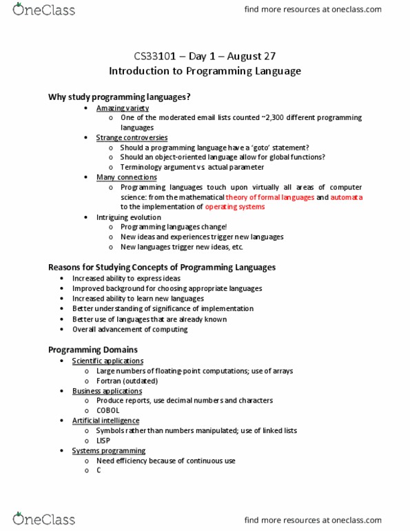 CS 33101 Lecture Notes - Lecture 1: Javaserver Pages Standard Tag Library, Xslt, Visual Basic .Net thumbnail