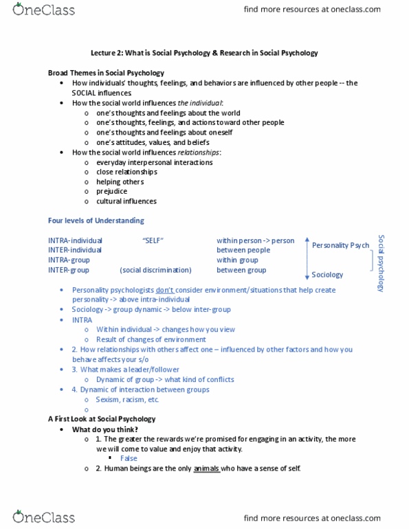 PSY 2110 Lecture Notes - Lecture 2: Gordon Allport, Physical Attractiveness, Social Environment thumbnail