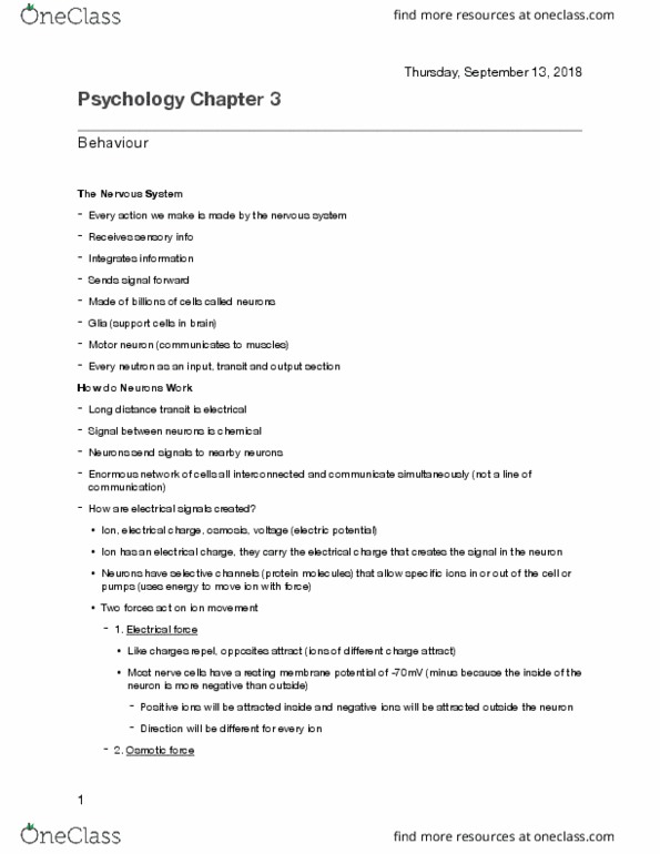 PSYO 1011 Lecture Notes - Lecture 5: Motor Neuron, Electric Potential, Membrane Potential thumbnail