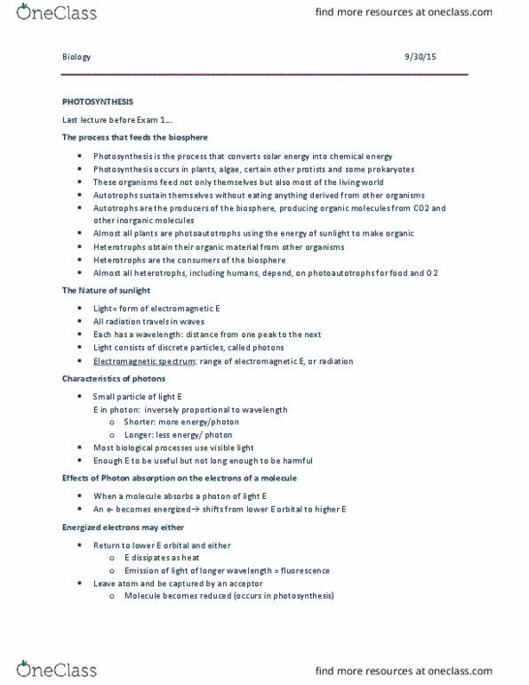 01:119:115 Lecture Notes - Lecture 9: Accessory Pigment, Light-Independent Reactions, Absorption Spectroscopy thumbnail