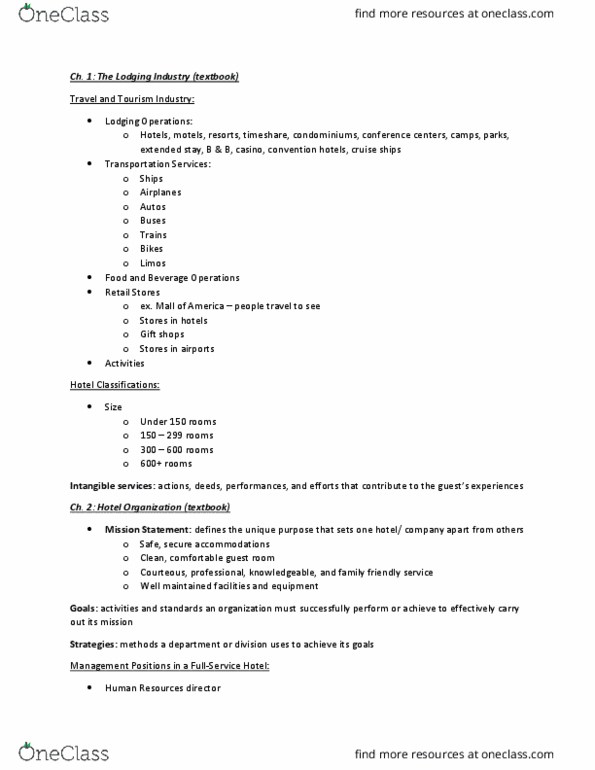 HM 311 Chapter Notes - Chapter 1-3: Timeshare thumbnail