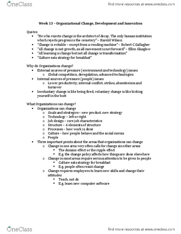 COMMERCE 1BA3 Lecture Notes - Job Design, Organizational Culture, Absenteeism thumbnail