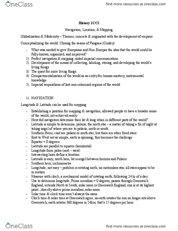 HISTORY 1CC3 Lecture Notes - Lecture 19: Noon, Solar Time, Linnaean Taxonomy thumbnail