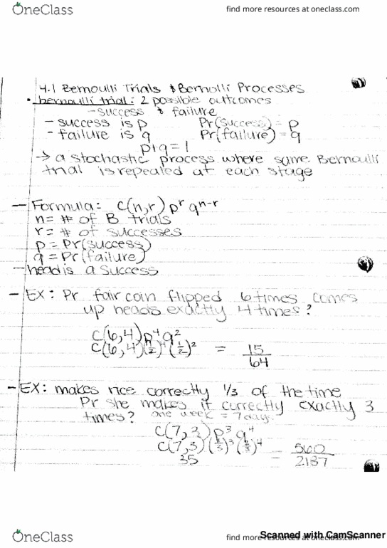 MATH-M 118 Lecture 16: M118 - Lecture 4.1 Bernoulli Trials cover image