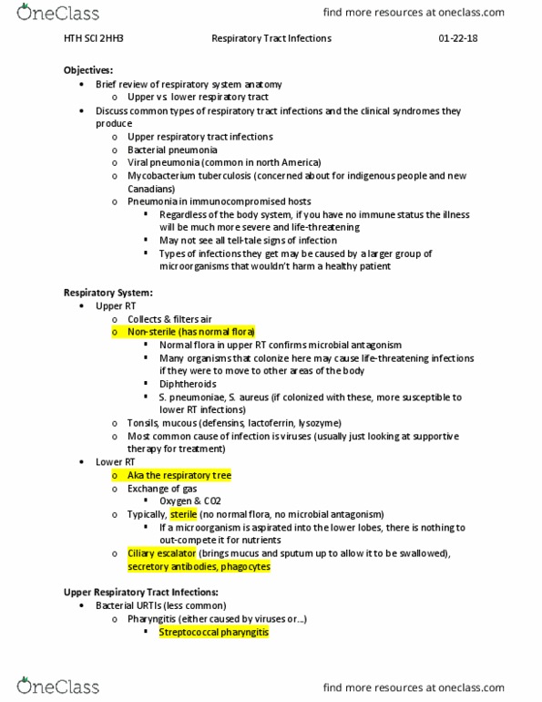 HTHSCI 2HH3 Lecture Notes - Lecture 3: Rapid Strep Test, Streptococcal Pharyngitis, Viral Pneumonia thumbnail