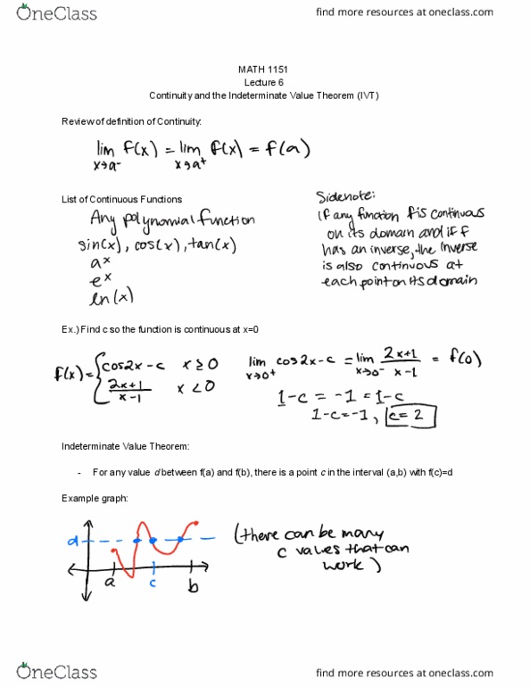 MATH 1151 Lecture Notes - Lecture 7: Coset cover image