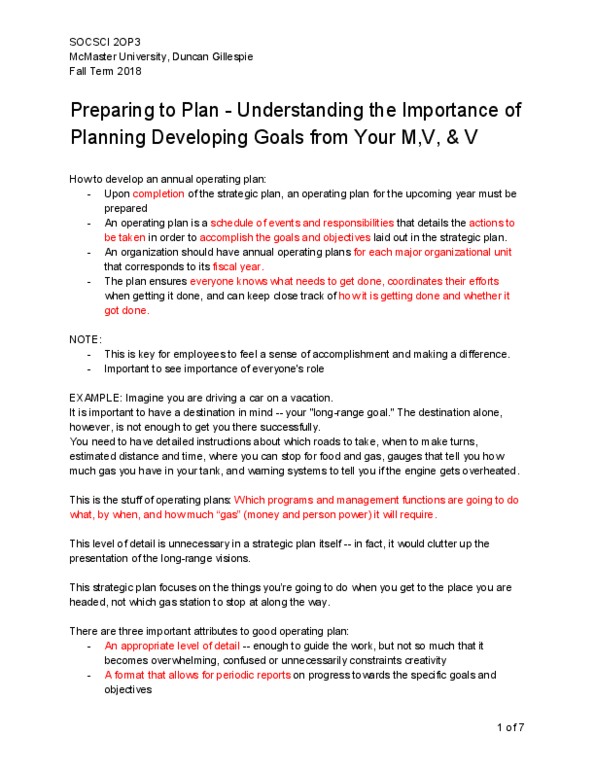 SOCSCI 2OP3 Lecture 2: Preparing to Plan - Understanding the Importance of Planning Developing Goals from Your M,V, & V thumbnail