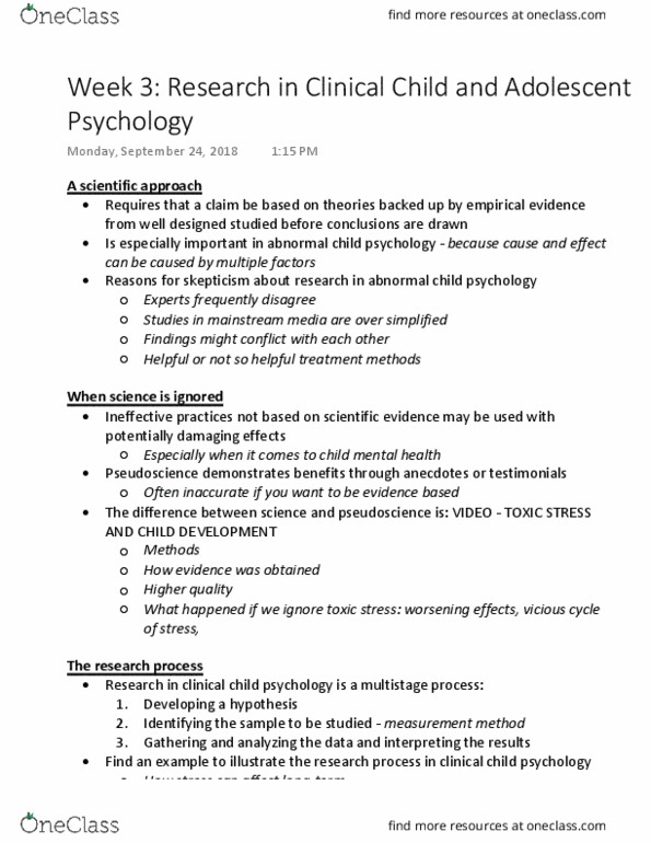 PSY341H5 Lecture 3: Week 3 Research in Clinical Child and Adolescent Psychology thumbnail