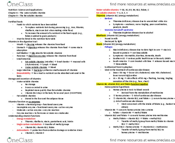 NFS284H1 Lecture Notes - Vitamin B12 Deficiency, Thiamine, Megaloblastic Anemia thumbnail