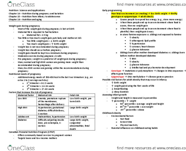 NFS284H1 Lecture Notes - Low Birth Weight, Coronary Artery Disease, Birth Weight thumbnail