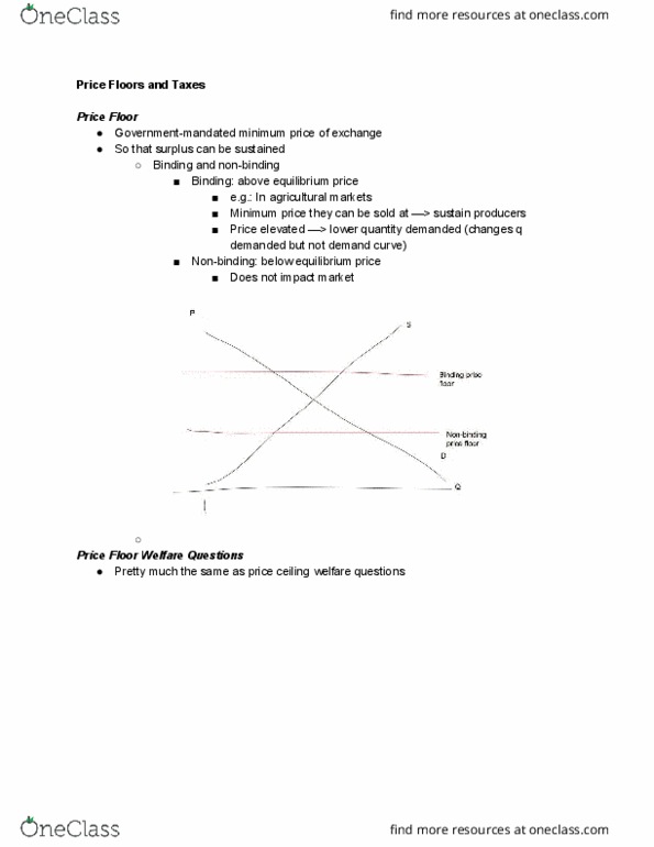 Econ 1011 Lecture Notes Lecture 6 Price Ceiling Economic Equilibrium Demand Curve