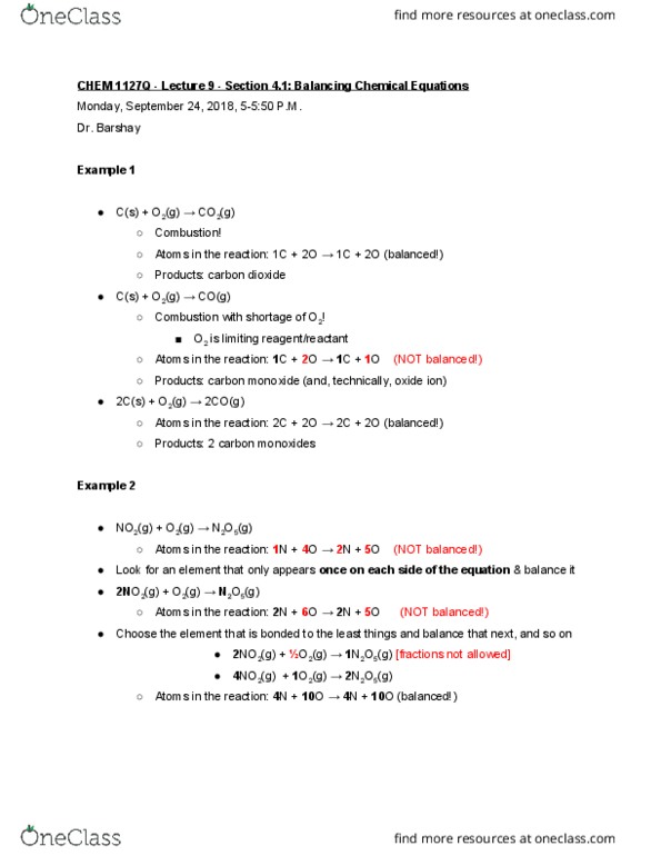 CHEM 1127Q Lecture Notes - Lecture 13: Spectator Ion, Greatest Common Divisor, Oxygen-18 thumbnail