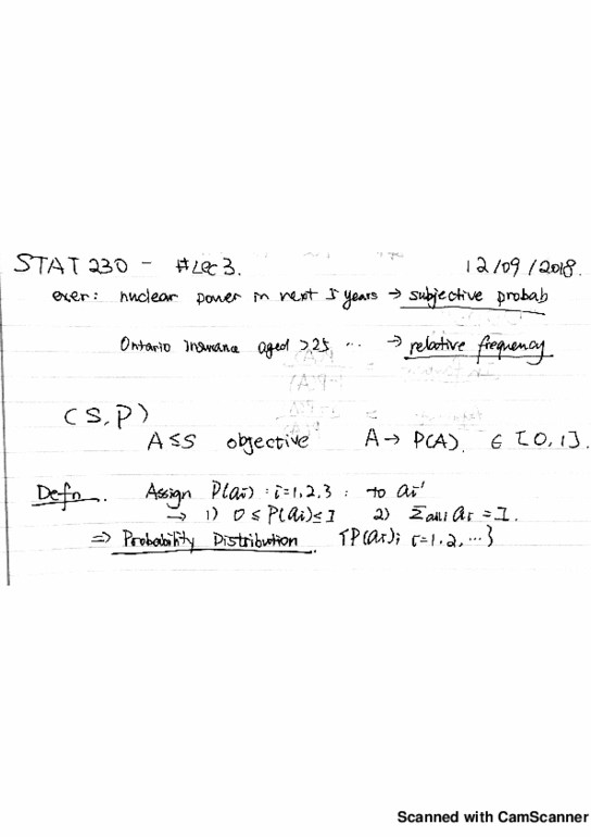 STAT230 Lecture 3: Stat230 Lec 3 Probability Model & Counting techniques cover image