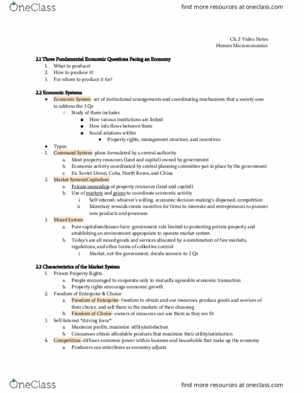 APEC 1101H Chapter Notes - Chapter 4: Market System thumbnail