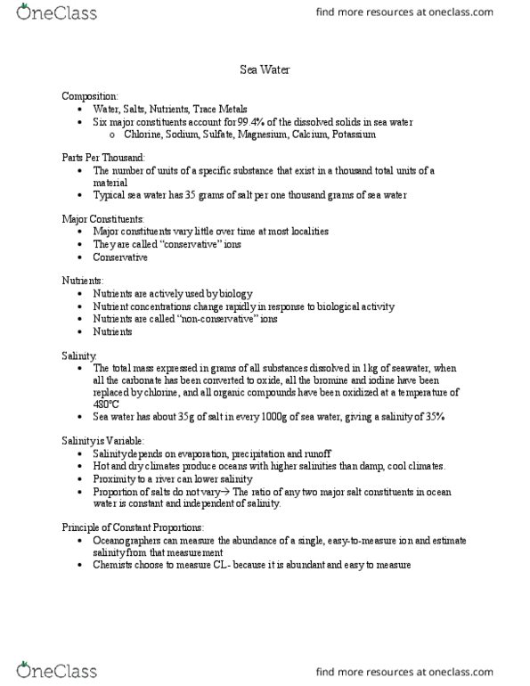 OCEA 2000X Lecture Notes - Lecture 10: Bromine, Magnesium thumbnail