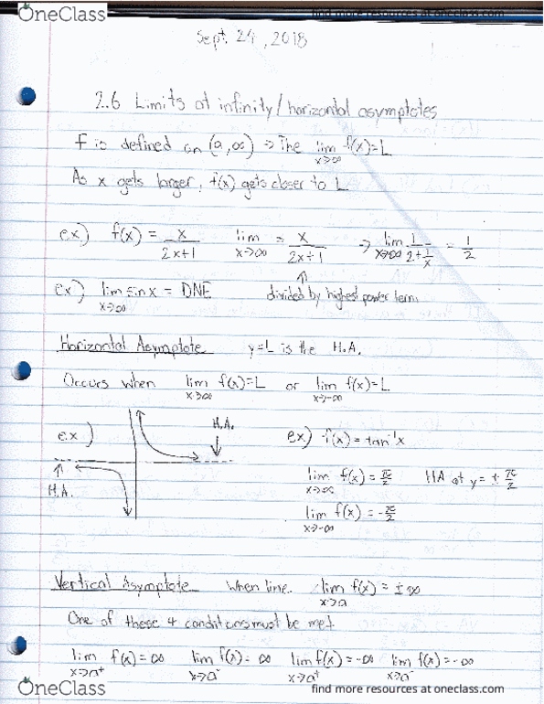 MATH100 Lecture 9: Math 100 Notes Sept. 24th, Limits and Derivatives cover image