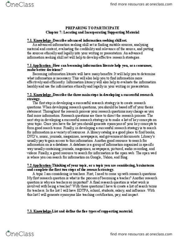 COM 110 Chapter Notes - Chapter 7: Library Catalog, Information Literacy, Thesis Statement thumbnail