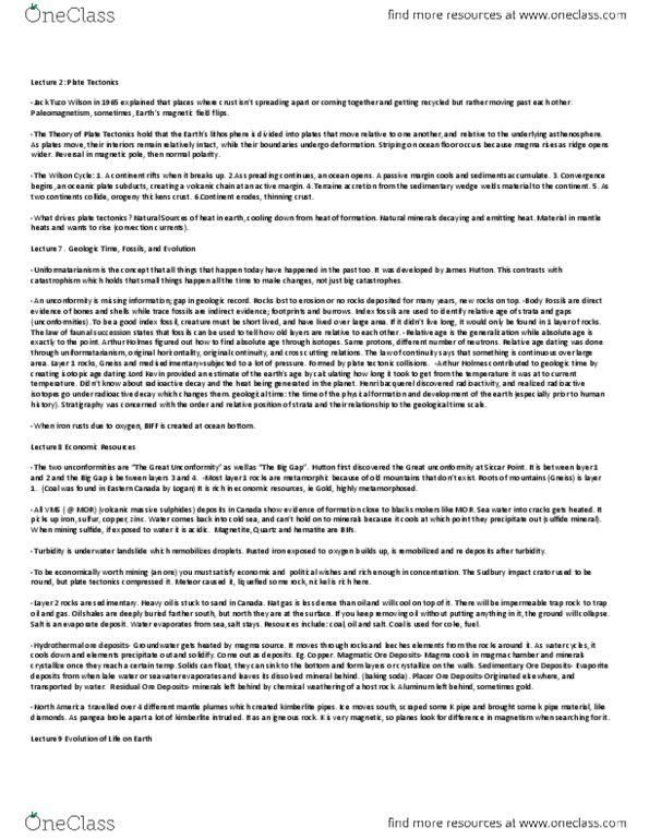 PSYC90H3 Lecture Notes - Lecture 2: Arthur Holmes, Great Unconformity, Sulfide Minerals thumbnail