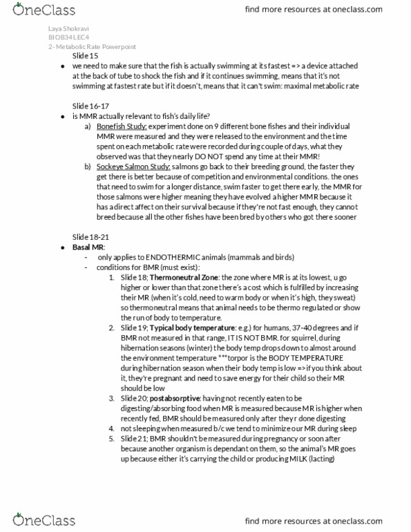 BIOB34H3 Lecture Notes - Lecture 4: Sockeye Salmon, Torpor, Cell Membrane thumbnail