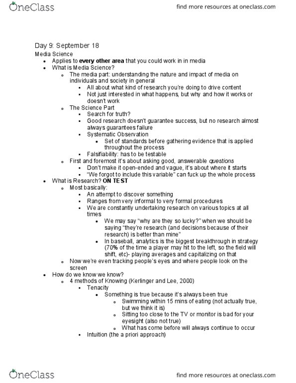 MSCH-C 101 Lecture Notes - Lecture 9: Falsifiability, Intelligent Design, Netflix thumbnail