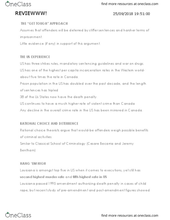 CRIM 101 Lecture Notes - Lecture 14: Jeremy Bentham, Mandatory Sentencing, List Of Countries By Intentional Homicide Rate thumbnail