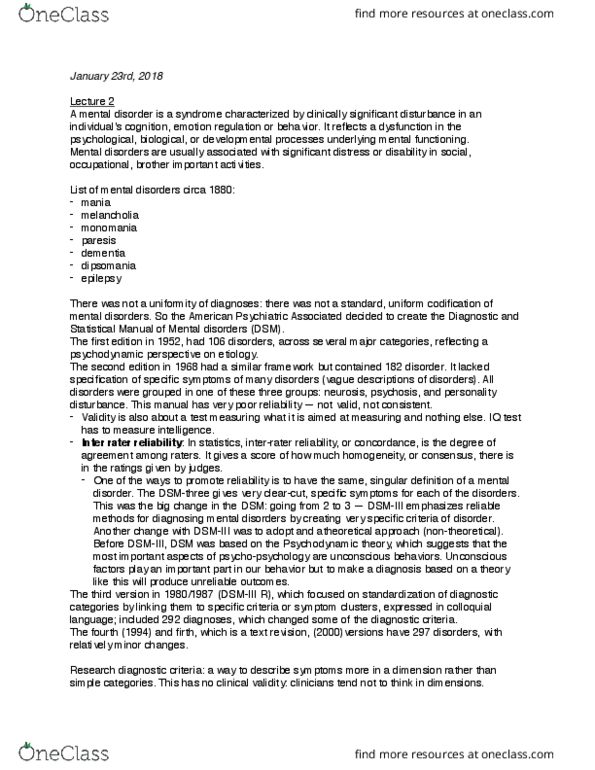 CAS PS 371 Lecture Notes - Lecture 2: Research Diagnostic Criteria, Inter-Rater Reliability, Dipsomania thumbnail