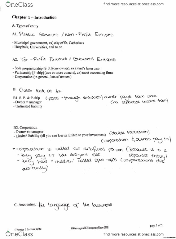 ACTG 1P91 Lecture Notes - Lecture 1: Sole Proprietorship thumbnail