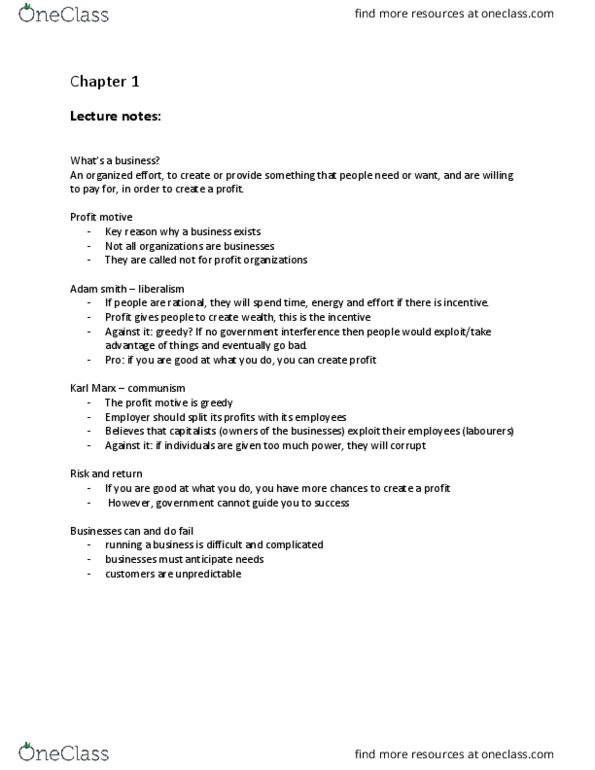 MGTA05H3 Lecture Notes - Lecture 1: Profit Motive thumbnail