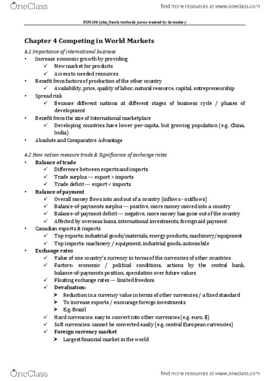 RSM100Y1 Chapter Notes - Chapter 4: Foreign Exchange Market, Protective Tariff, Business Cycle thumbnail