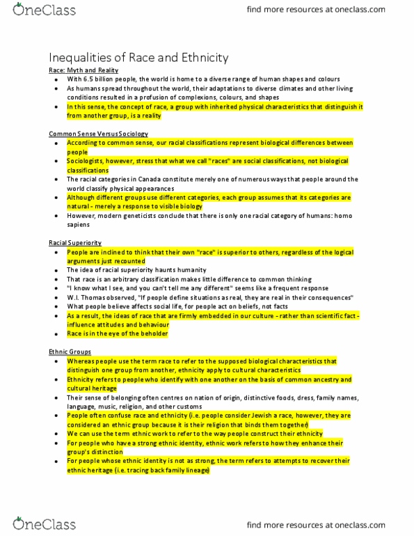 SY101 Chapter Notes - Chapter 8: Homo Sapiens, Ethnocentrism, The Authoritarian Personality thumbnail