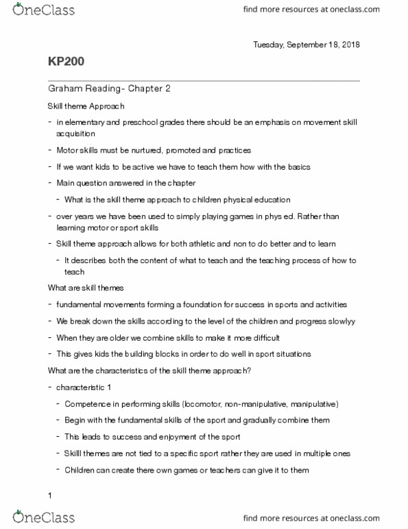 KP200 Chapter Notes - Chapter 1: Motor Skill thumbnail